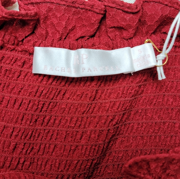 Rachel Parcell Red Smocked Midi Dress Size Small Holiday Christmas Party Dress - Picture 10 of 10